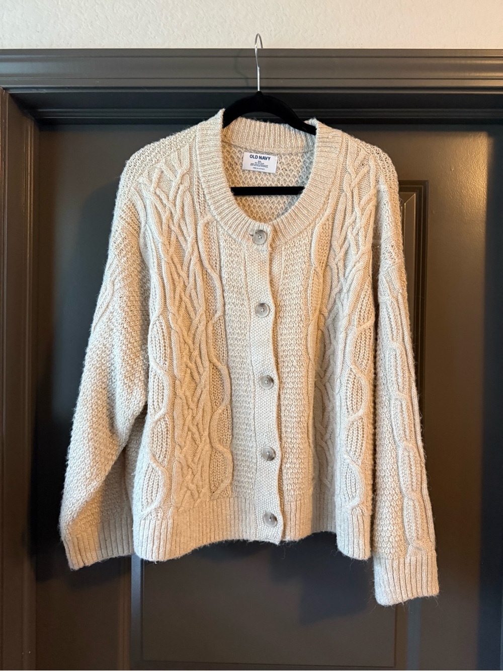 Old Navy Cream Cable-Knit Button Cardigan
